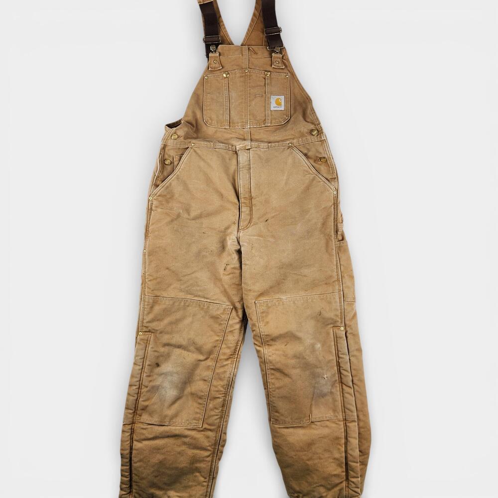 Carhartt R03 BRN Bib Overalls Mens 36x30 Brown Duck Arcitc Quilt Lined Union USA